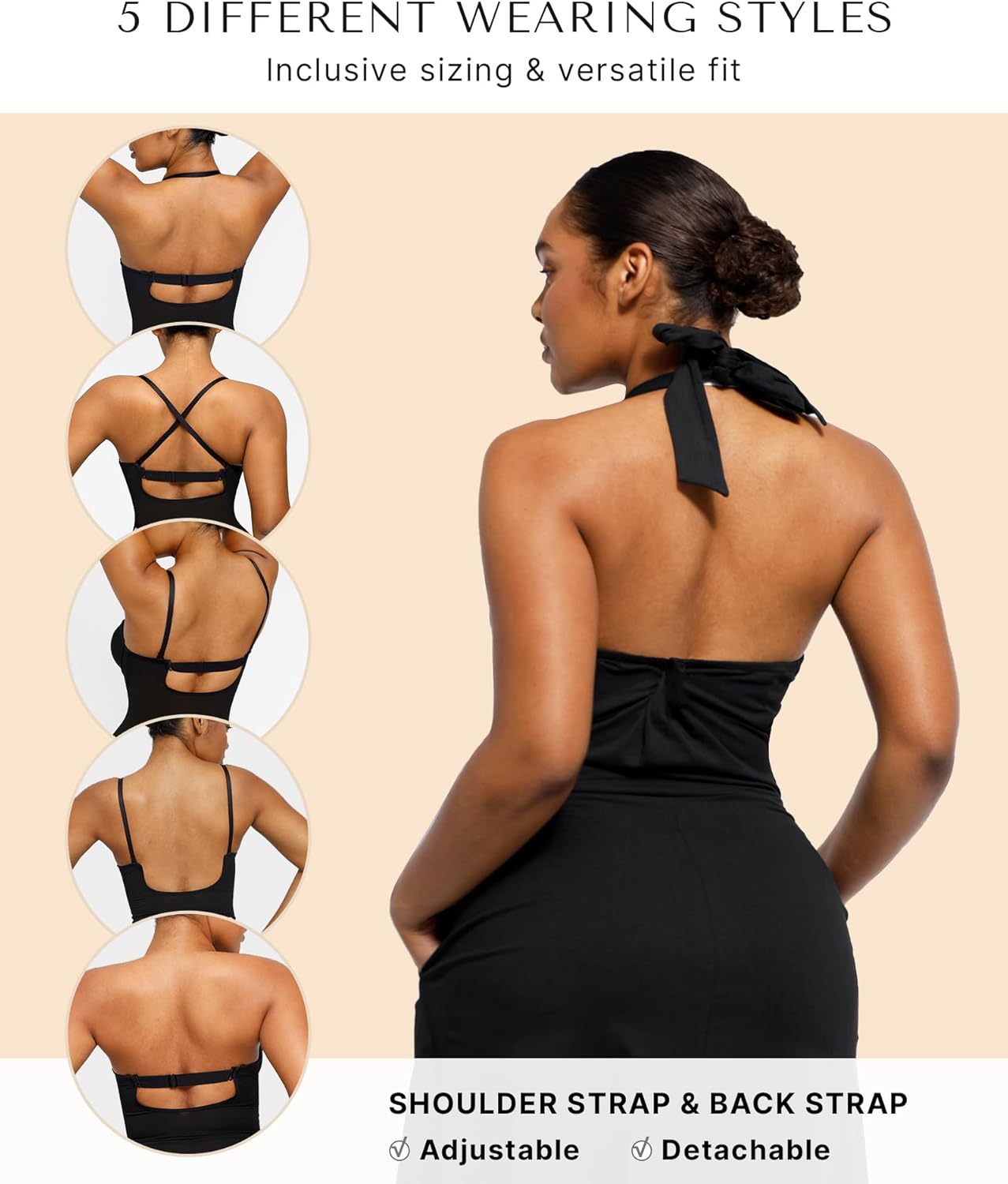 Strapless Shapewear for Women Deep Plunge Corset Tummy Control Backless Bodysuit Mid Thigh Full Body Shaper