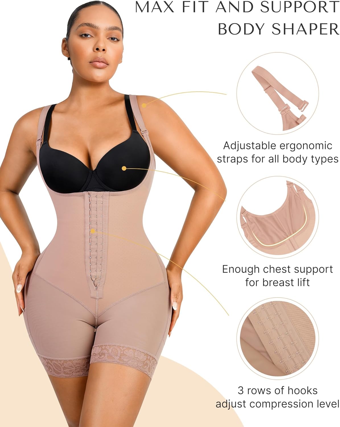 Fajas Colombianas Shapewear for Women Tummy Control plus Size Postpartum Body Shaper Butt Lifting Bodysuit